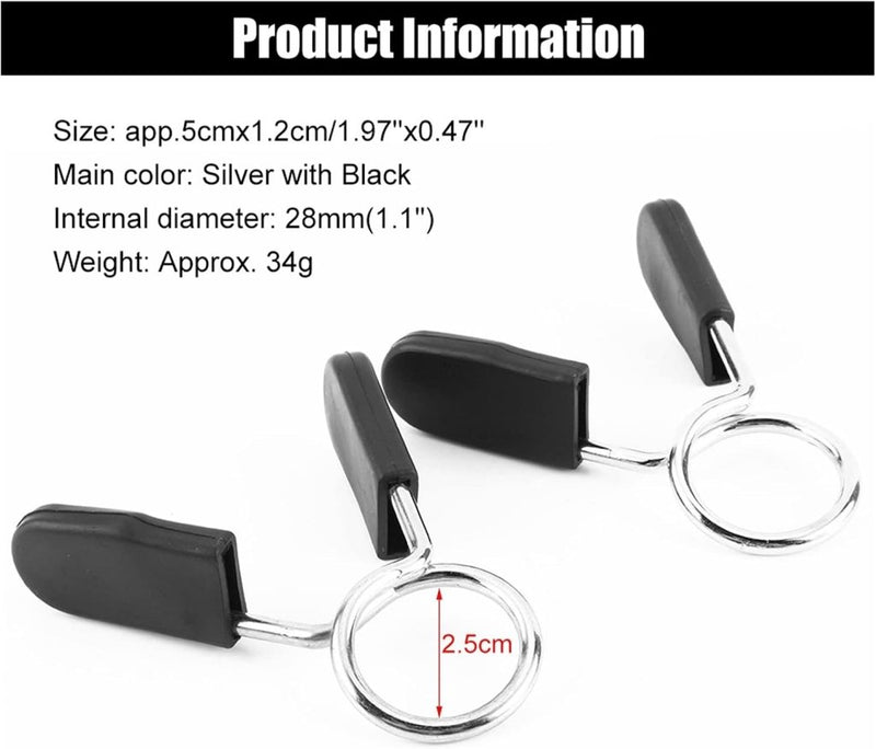 Load image into Gallery viewer, Yosoo Health Gear Halsbanden met veerclip, 2e halterhalterklem van 25 mm, halterklem, halterklemmen, 1 inch Olympische stang, snelsluiting, kraagklemmen voor gewichtheffen training - happygetfit.com
