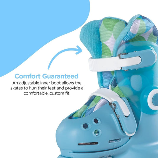 Yvolution Rollschuhe Kinder 2 In 1, Comfortabele inline skates voor kinderen, instelbare maat voor jongens en meisjes, geschikt voor binnen en buiten (Blauw) - happygetfit.com