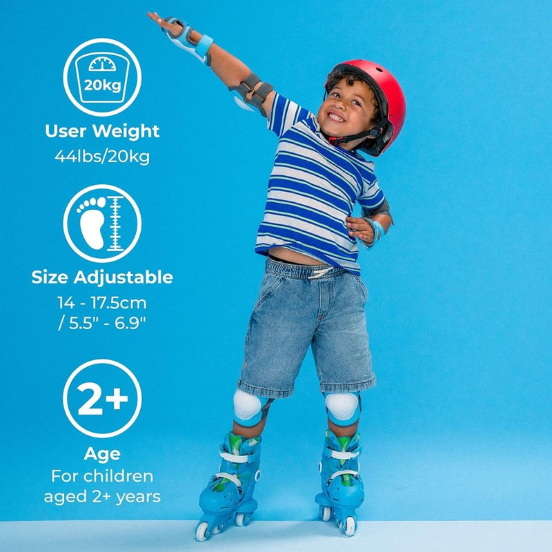Laad afbeelding in Galerijviewer, Yvolution Rollschuhe Kinder 2 In 1, Comfortabele inline skates voor kinderen, instelbare maat voor jongens en meisjes, geschikt voor binnen en buiten (Blauw) - happygetfit.com
