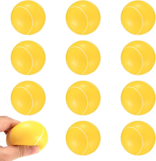 Zachte schuimballen 12 stuks 6 cm in tennisbaldesign – foam ballen – speelballen - happygetfit.com