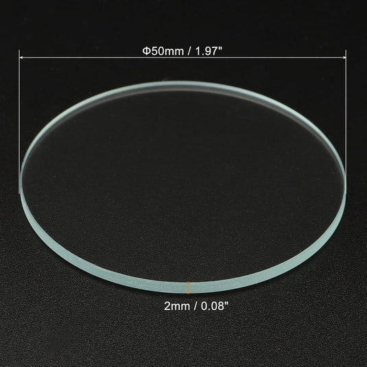 Zaklamp glazen lenzen 50 x 2 mm 2 stuks transparant – gehard glas – LED zaklamp onderdelen - happygetfit.com