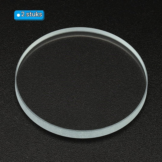 Zaklamp glazen lenzen 50 x 2 mm 2 stuks transparant – gehard glas – LED zaklamp onderdelen - happygetfit.com
