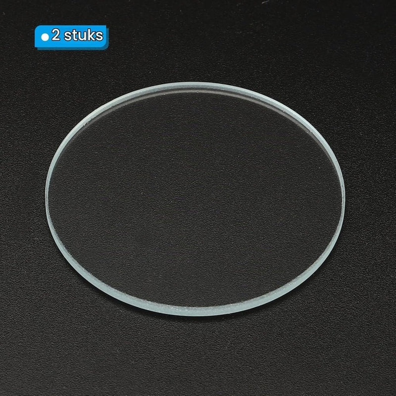 Laad afbeelding in Galerijviewer, Zaklamp glazen lenzen 50 x 2 mm 2 stuks transparant – gehard glas – LED zaklamp onderdelen - happygetfit.com
