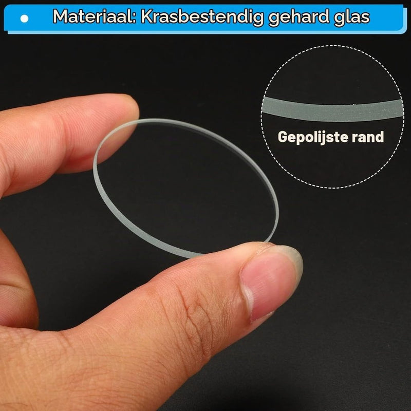 Laad afbeelding in Galerijviewer, Zaklamp glazen lenzen 50 x 2 mm 2 stuks transparant – gehard glas – LED zaklamp onderdelen - happygetfit.com
