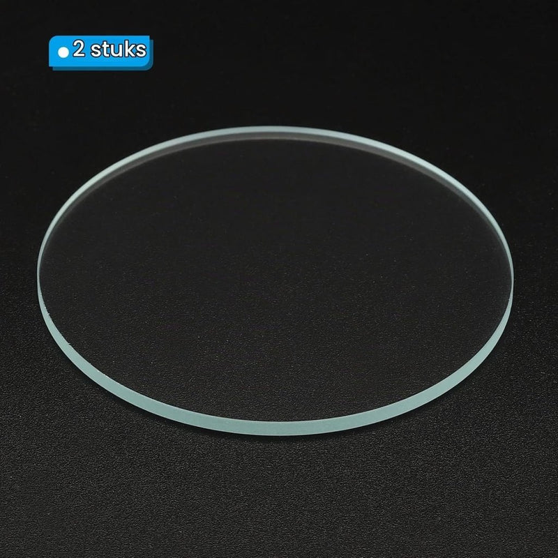 Laad afbeelding in Galerijviewer, Zaklamp glazen lenzen 50 x 2 mm 2 stuks transparant – gehard glas – LED zaklamp onderdelen - happygetfit.com
