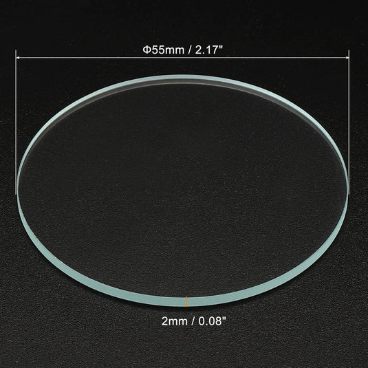 Zaklamp glazen lenzen 50 x 2 mm 2 stuks transparant – gehard glas – LED zaklamp onderdelen - happygetfit.com