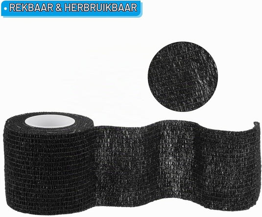 Zelfklevende camouflageband 4 rollen 5 cm breed zwart – camo tape – outdoor accessoires - happygetfit.com