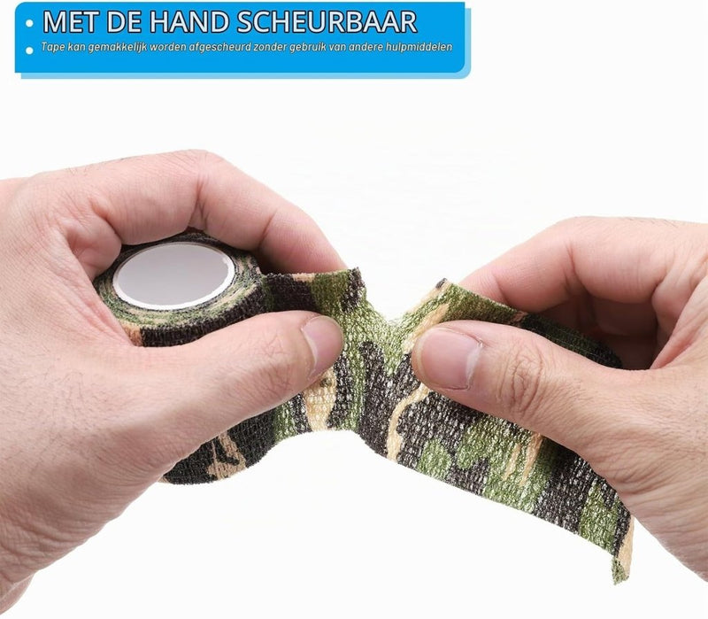 Laad afbeelding in Galerijviewer, Zelfklevende camouflageband 4 rollen 5 cm breed zwart – camo tape – outdoor accessoires - happygetfit.com
