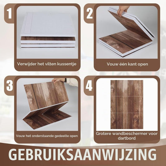 Zelfklevende dartbord beschermmat 4-delig 60 x 60 cm van 12 mm dik vilt – dartwandisolatie – muurafscherming - happygetfit.com