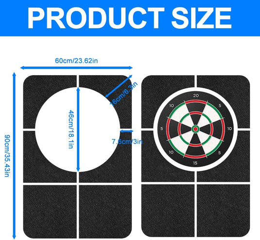 Zelfklevende dartbord beschermplaten 6 stuks van geluiddempend vilt – dartachterwand – dartwandpanelen - happygetfit.com