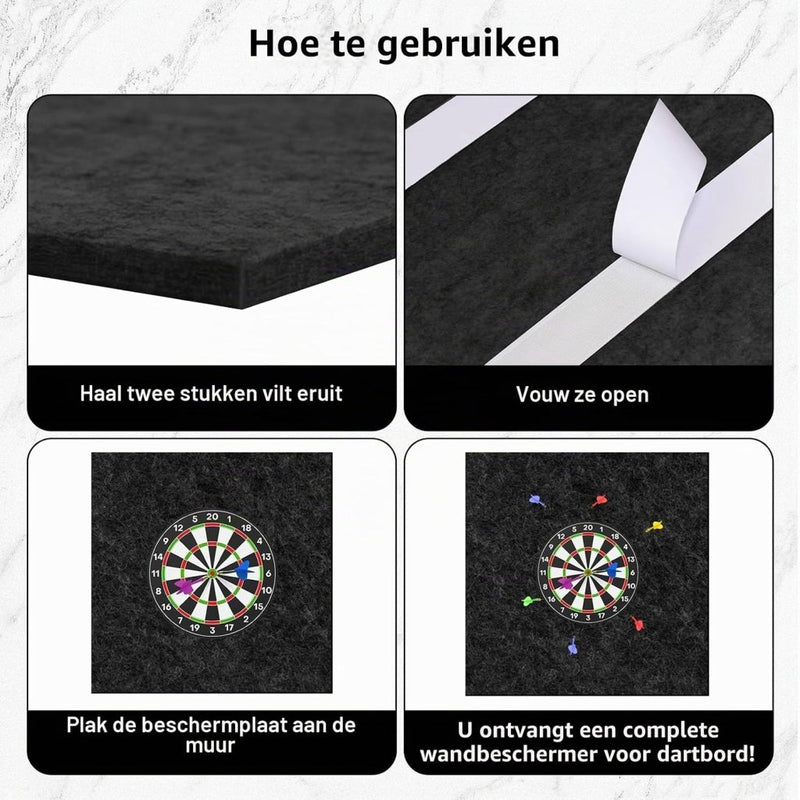 Load image in Gallery Viewer, Zelfklevende dartbord muurbescherming 60 x 60 cm van 12 mm dik vilt – dartbeschermmat – wandbescherming - happygetfit.com
