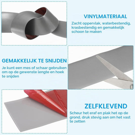 Zelfklevende vloer overgangsstrip 7,6 cm x 1 m - Vinyl laminaat afdekstrip & naadprofiel - Vloerovergangsstrip drempelprofiel - happygetfit.com