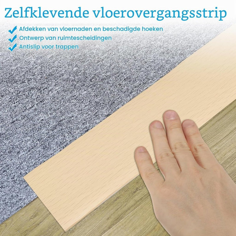 Load image into Gallery viewer, Zelfklevende vloer overgangsstrip 7,6 cm x 1 m - Vinyl laminaat afdekstrip &amp; naadprofiel - Vloerovergangsstrip drempelprofiel - happygetfit.com

