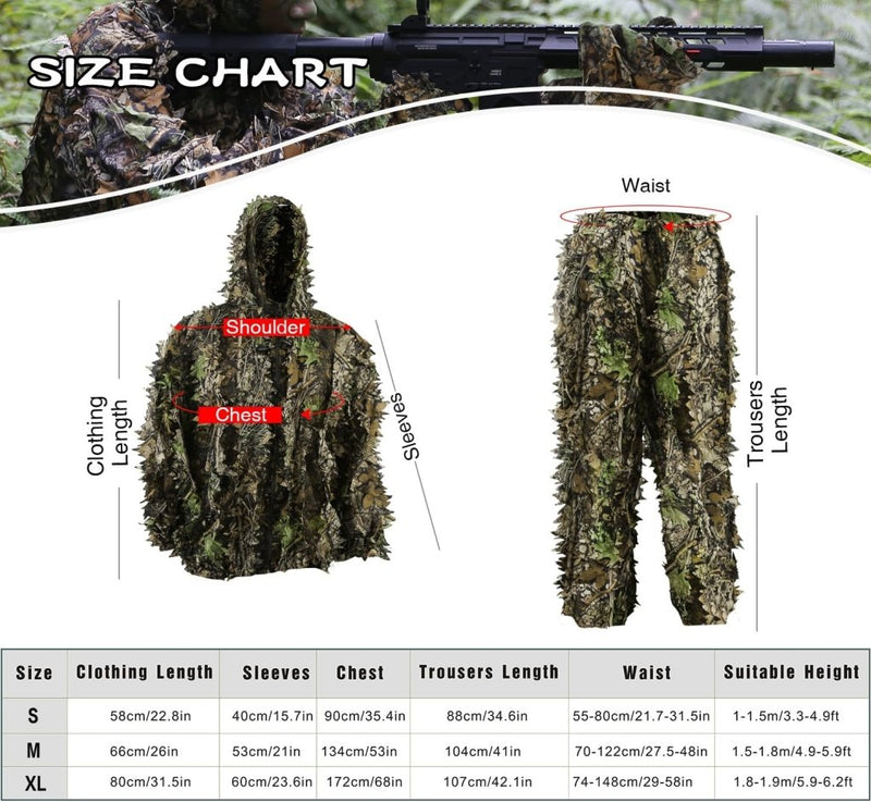 Laad afbeelding in Galerijviewer, Zicac 3D camouflage kostuum Ghillie jungle ghillie camouflage kostuum Woodland jachtkleding party verduistering - happygetfit.com
