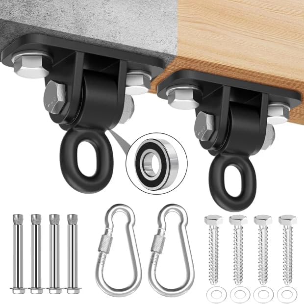 Laad afbeelding in Galerijviewer, Zware Plafondhaak 360 ° Rotatie Roestvrijstalen Hangmathaak Ophangset voor Hangmat, Hangstoel, Bokszak, Schommel, Luchtyoga - Capaciteit van 450 kg - happygetfit.com
