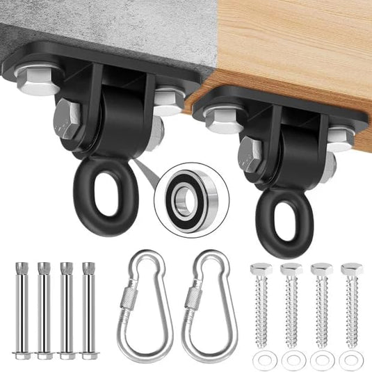 Zware Plafondhaak 360 ° Rotatie Roestvrijstalen Hangmathaak Ophangset voor Hangmat, Hangstoel, Bokszak, Schommel, Luchtyoga - Capaciteit van 450 kg - happygetfit.com