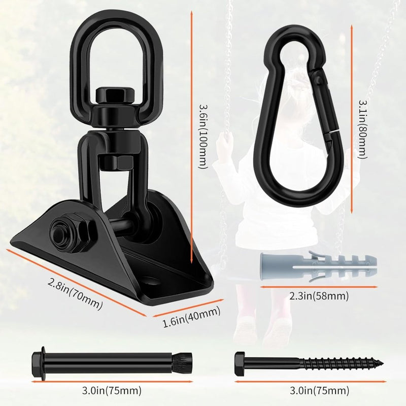 Laad afbeelding in Galerijviewer, Zware Plafondhaak 360 ° Rotatie Roestvrijstalen Hangmathaak Ophangset voor Hangmat, Hangstoel, Bokszak, Schommel, Luchtyoga - Capaciteit van 450 kg - happygetfit.com
