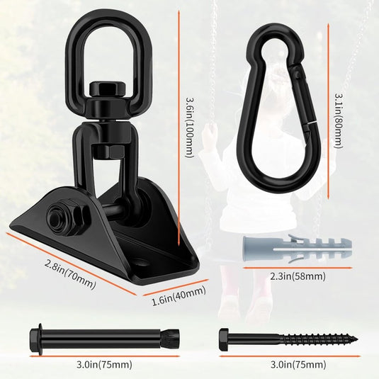 Zware Plafondhaak 360 ° Rotatie Roestvrijstalen Hangmathaak Ophangset voor Hangmat, Hangstoel, Bokszak, Schommel, Luchtyoga - Capaciteit van 450 kg - happygetfit.com