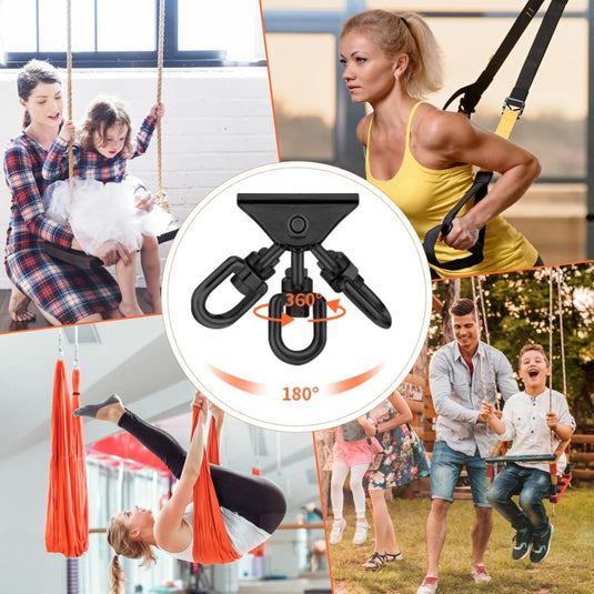 Zware Plafondhaak 360 ° Rotatie Roestvrijstalen Hangmathaak Ophangset voor Hangmat, Hangstoel, Bokszak, Schommel, Luchtyoga - Capaciteit van 450 kg - happygetfit.com