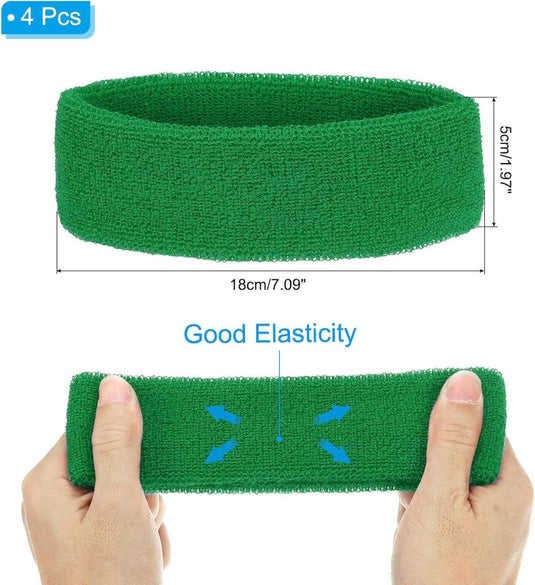 Zweetband hoofdbanden 4 stuks van badstof – sport hoofdband – fitness accessoires - happygetfit.com