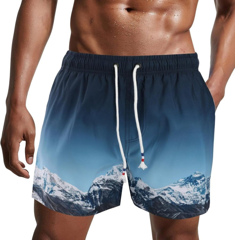 Laden Sie das Bild in Galerie -Viewer, Zwembroek heren kort van sneldrogend polyester met mesh binnenvoering en verstelbaar trekkoord – zwemshort – strandkleding - happygetfit.com
