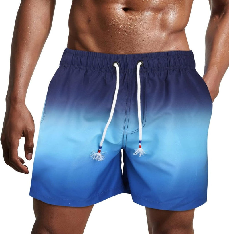Laden Sie das Bild in Galerie -Viewer, Zwembroek heren kort van sneldrogend polyester met mesh binnenvoering en verstelbaar trekkoord – zwemshort – strandkleding - happygetfit.com
