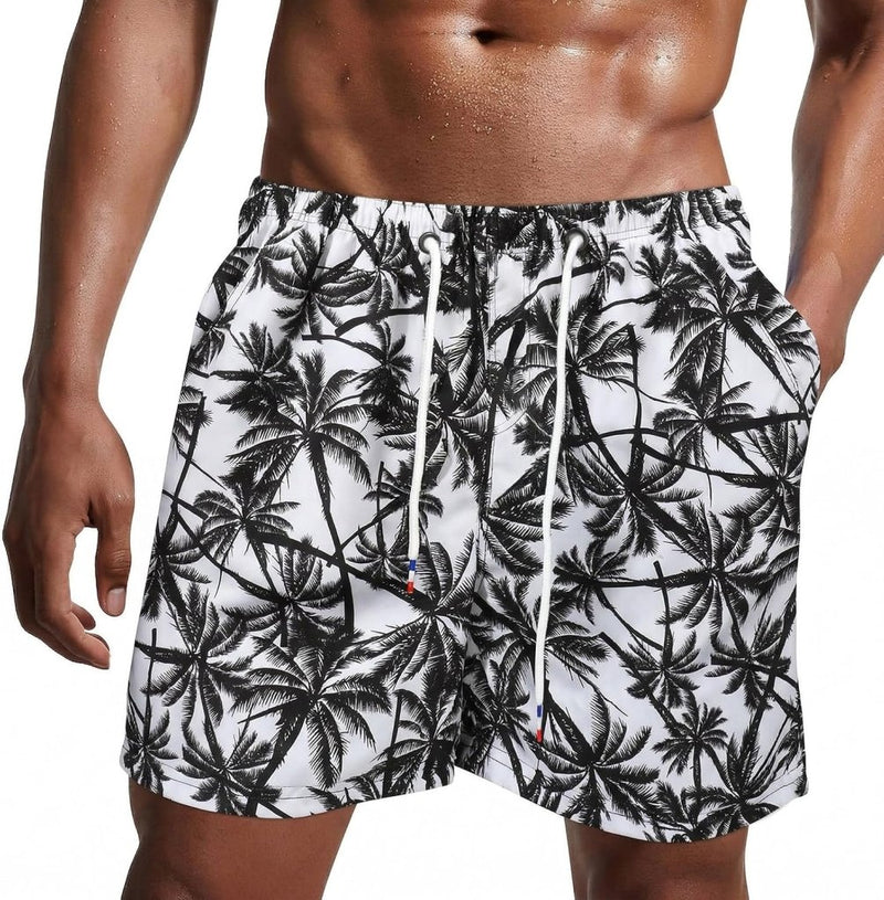 Laden Sie das Bild in Galerie -Viewer, Zwembroek heren kort van sneldrogend polyester met mesh binnenvoering en verstelbaar trekkoord – zwemshort – strandkleding - happygetfit.com

