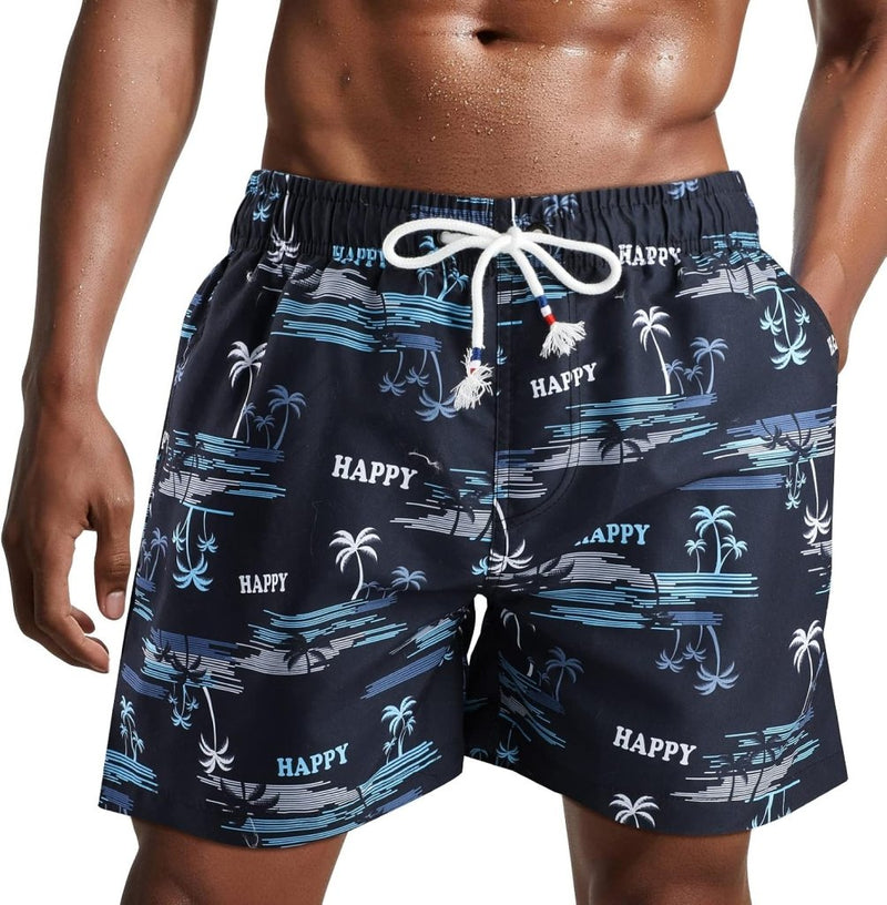 Laden Sie das Bild in Galerie -Viewer, Zwembroek heren kort van sneldrogend polyester met mesh binnenvoering en verstelbaar trekkoord – zwemshort – strandkleding - happygetfit.com
