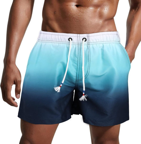 Zwembroek heren kort van sneldrogend polyester met mesh binnenvoering en verstelbaar trekkoord – zwemshort – strandkleding - happygetfit.com