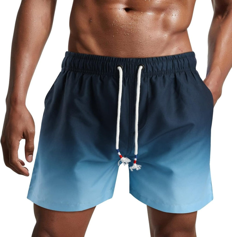 Laden Sie das Bild in Galerie -Viewer, Zwembroek heren kort van sneldrogend polyester met mesh binnenvoering en verstelbaar trekkoord – zwemshort – strandkleding - happygetfit.com
