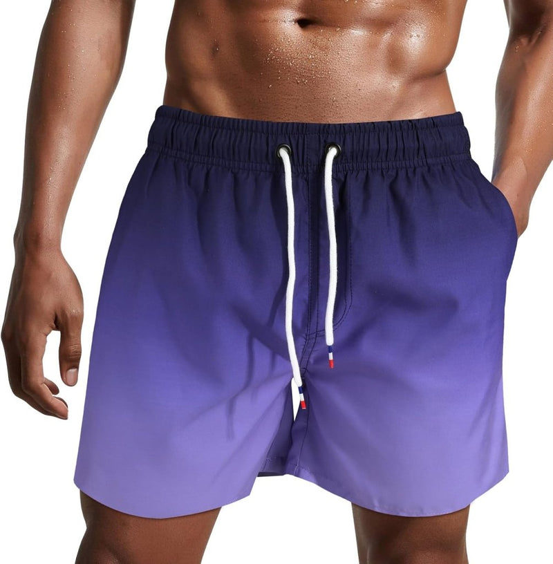 Laden Sie das Bild in Galerie -Viewer, Zwembroek heren kort van sneldrogend polyester met mesh binnenvoering en verstelbaar trekkoord – zwemshort – strandkleding - happygetfit.com
