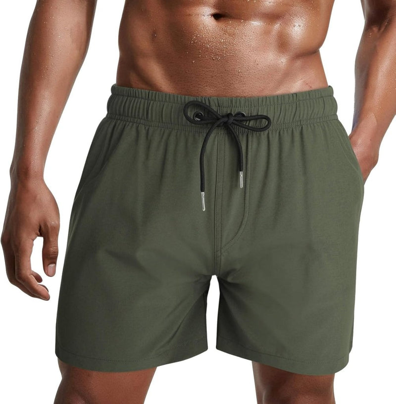 Laden Sie das Bild in Galerie -Viewer, Zwembroek heren kort van sneldrogend polyester met mesh binnenvoering en verstelbaar trekkoord – zwemshort – strandkleding - happygetfit.com
