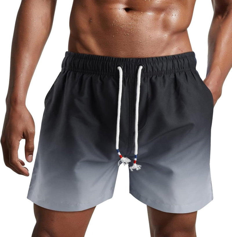 Laden Sie das Bild in Galerie -Viewer, Zwembroek heren kort van sneldrogend polyester met mesh binnenvoering en verstelbaar trekkoord – zwemshort – strandkleding - happygetfit.com
