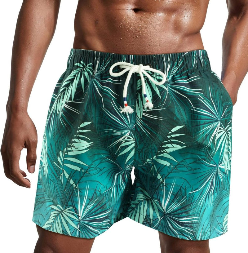Laden Sie das Bild in Galerie -Viewer, Zwembroek heren kort van sneldrogend polyester met mesh binnenvoering en verstelbaar trekkoord – zwemshort – strandkleding - happygetfit.com
