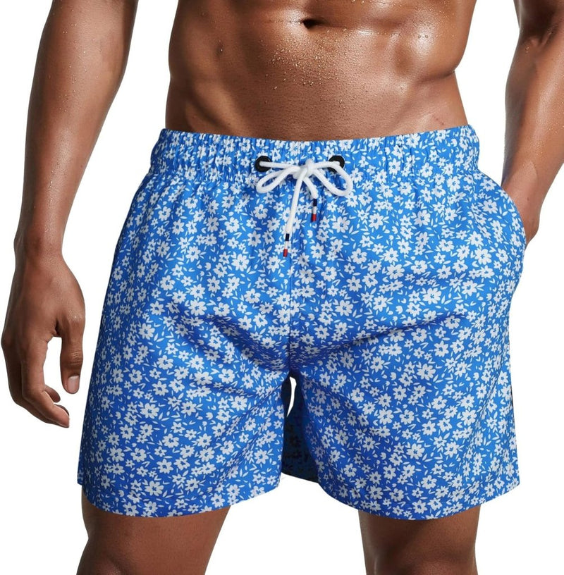 Laden Sie das Bild in Galerie -Viewer, Zwembroek heren kort van sneldrogend polyester met mesh binnenvoering en verstelbaar trekkoord – zwemshort – strandkleding - happygetfit.com
