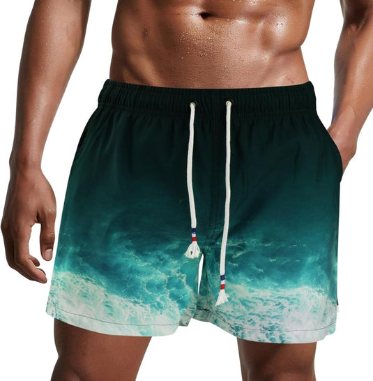 Zwembroek heren kort van sneldrogend polyester met mesh binnenvoering en verstelbaar trekkoord – zwemshort – strandkleding - happygetfit.com