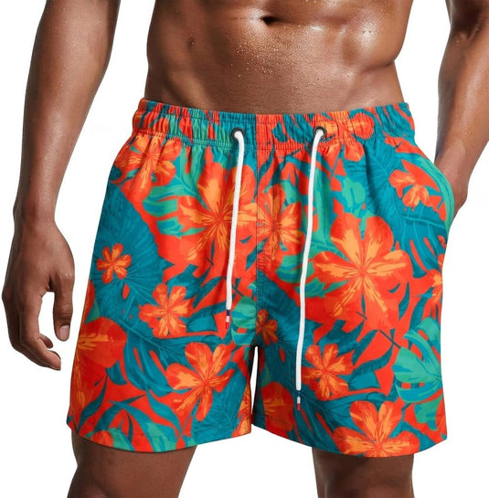 Zwembroek heren kort van sneldrogend polyester met mesh binnenvoering en verstelbaar trekkoord – zwemshort – strandkleding - happygetfit.com