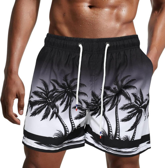 Zwembroek heren kort van sneldrogend polyester met mesh binnenvoering en verstelbaar trekkoord – zwemshort – strandkleding - happygetfit.com