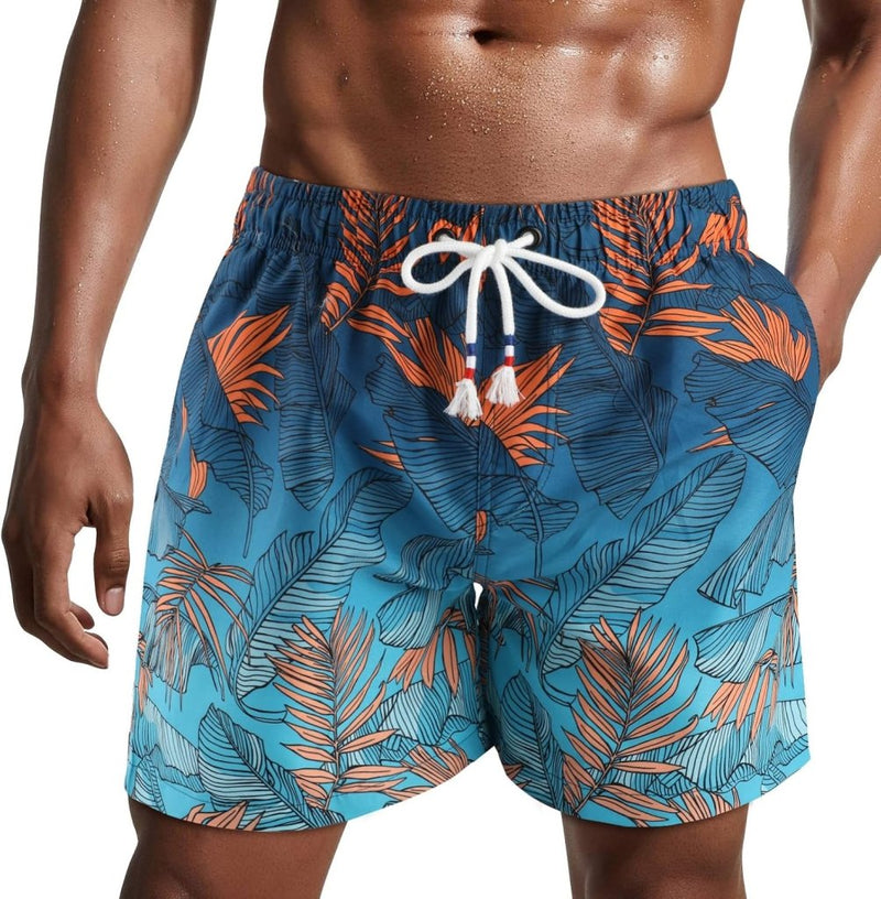 Laden Sie das Bild in Galerie -Viewer, Zwembroek heren kort van sneldrogend polyester met mesh binnenvoering en verstelbaar trekkoord – zwemshort – strandkleding - happygetfit.com
