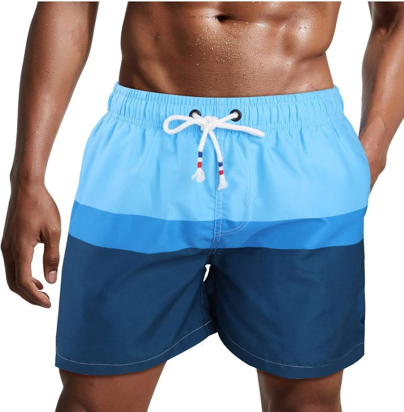 Laden Sie das Bild in Galerie -Viewer, Zwembroek heren kort van sneldrogend polyester met mesh binnenvoering en verstelbaar trekkoord – zwemshort – strandkleding - happygetfit.com
