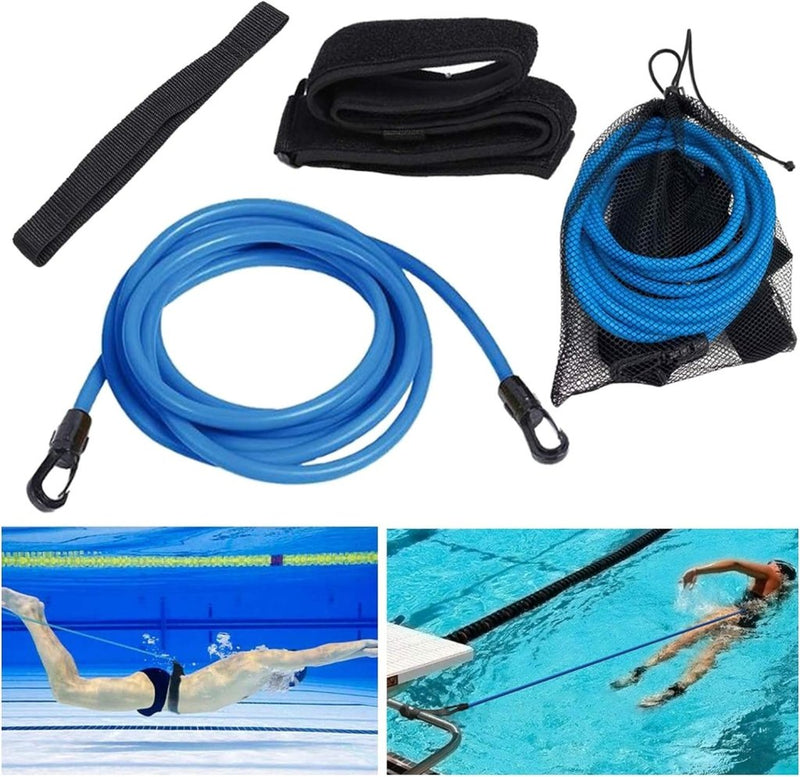 Load image into Gallery viewer, Zwemmen Trainingsriemen, Statische Zwemmen Trainingsriemen Stationaire Zwemtrainer Zwemmen In Plaats Weerstand Banden Zwemmen Training Elastische Touw(4m/13ft) - happygetfit.com
