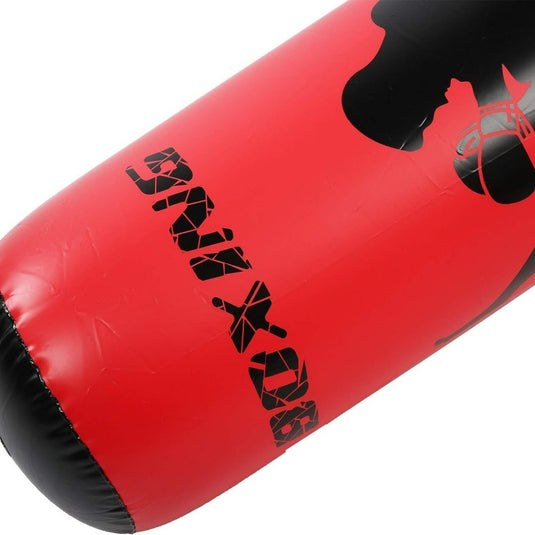 170cm opblaasbare staande bokszak voor krachttraining, zwarte en rode kleur PVC bokskolom voor fitness stressverlichting voor mannen vrouwen jongens meisjes - happygetfit.com