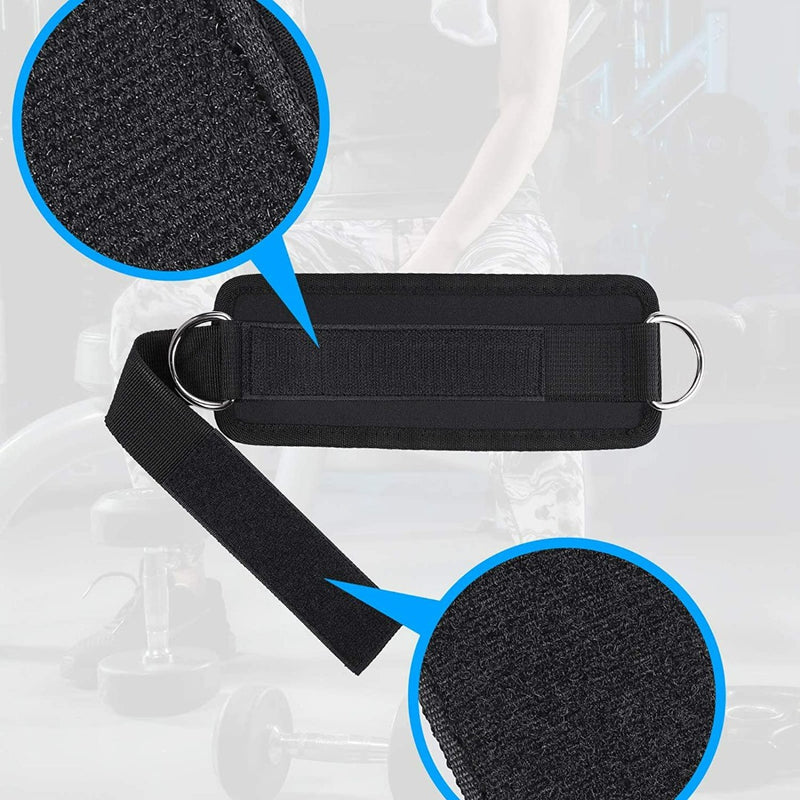 Laad afbeelding in Galerijviewer, Verstelbare enkelbanden voor kabelmachine - gewatteerde fitnessbeen-oefening - enkelmanchet - dubbele D-ring
