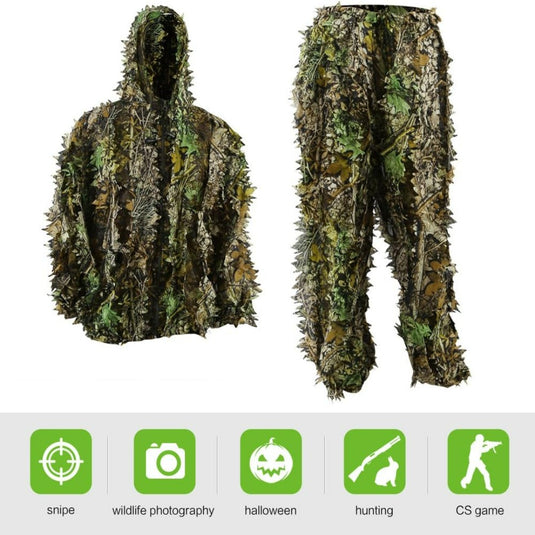3D Ghillie Tarnpak jungle Ghillie Suit Woodland Camouflage pak kleding voor jacht verborgen feestsieraden - happygetfit.com