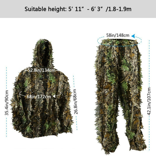 3D Ghillie Tarnpak jungle Ghillie Suit Woodland Camouflage pak kleding voor jacht verborgen feestsieraden - happygetfit.com