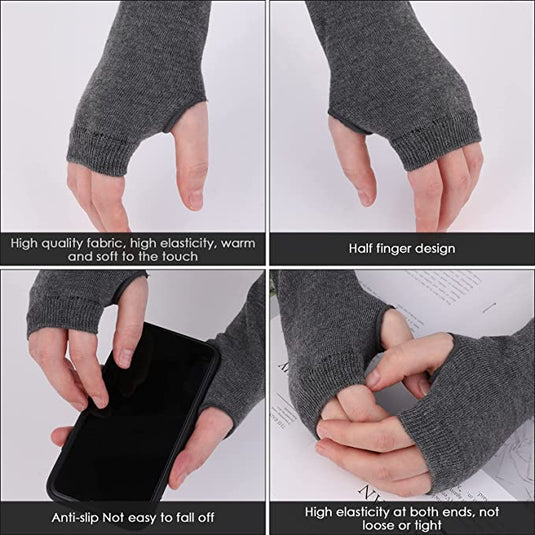 Goth handschoenen - Lange warme winterwanten met vingeropeningen