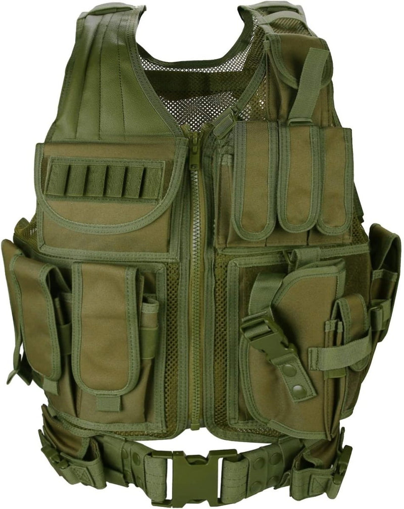 Load image into Gallery viewer, Airsoft Tactical Vest voor mannen, Amy Vest Military Assault Vest, voor Paintball Hunting Shat Swat CS Game Combat Training, met Magazine Pouch Pistol Holster –Zwart - happygetfit.com
