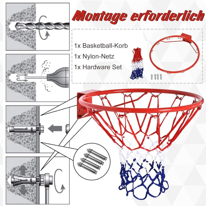 Laad afbeelding in Galerijviewer, Installatie vereist voor een Basketbalnet voor thuis en buiten, weerbestendig nylon net en hardware set.

