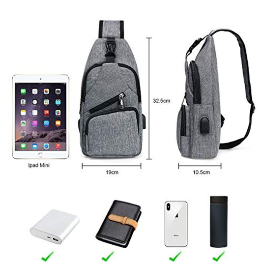 Ontdek de ultieme vrijheid met onze veelzijdige crossbody tas met een iPad, telefoon en oplader, inclusief een externe USB-oplaadpoort.