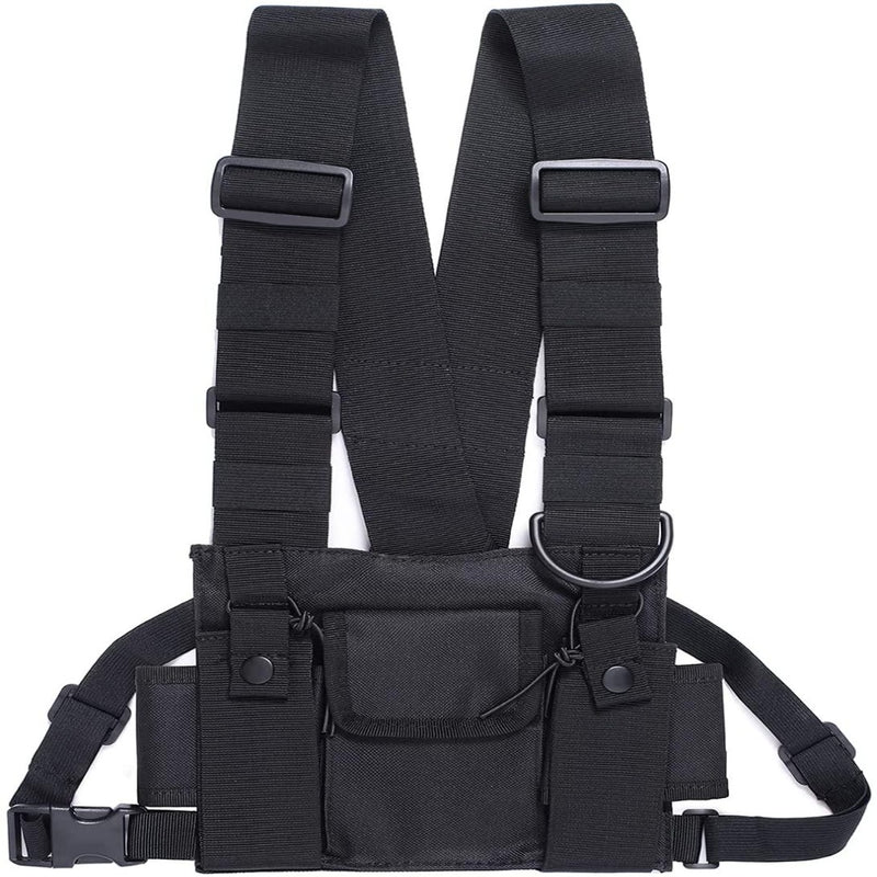 Load image into Gallery viewer, Een zwarte Crossbody tas voor sport: Stijlvol, handig en ruim met twee verstelbare bandjes en twee gespen.
